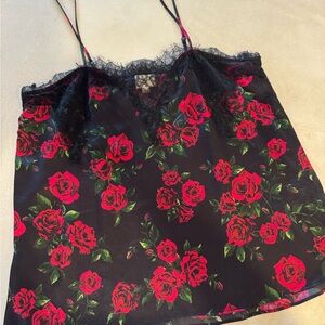 Cami NYC Red Rose Black Lace Cami